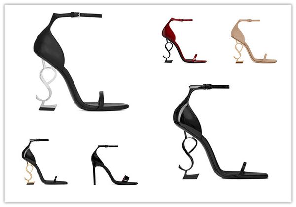 

2022 women's dress shoes designer high heels patent leather gold black nude red miss fashion stiletto strap sandals party wedding offic