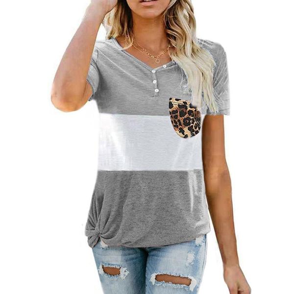 

oversized women's pocket button twist knot t-shirts summer lady o-neck short sleeve patchwork tee plus size s-5xl wdc6952 t-shirt, White