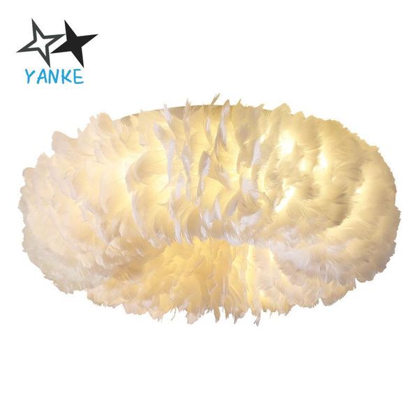 

ceiling lights feather bedroom lamp modern simple romantic wedding room princess children's decorative