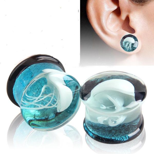 

hoop & huggie sea jellyfish jewelry ear glass, Golden;silver