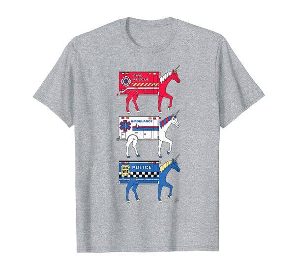 

emergency responder unicorns t-shirt, White;black