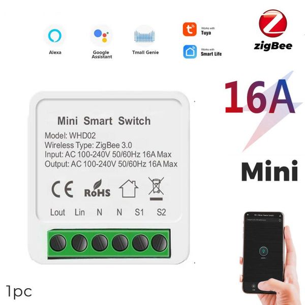 

smart home control zigbee wifi switch 16a 10a tuya led light life push module supports 2 way app voice relay timer google alexa