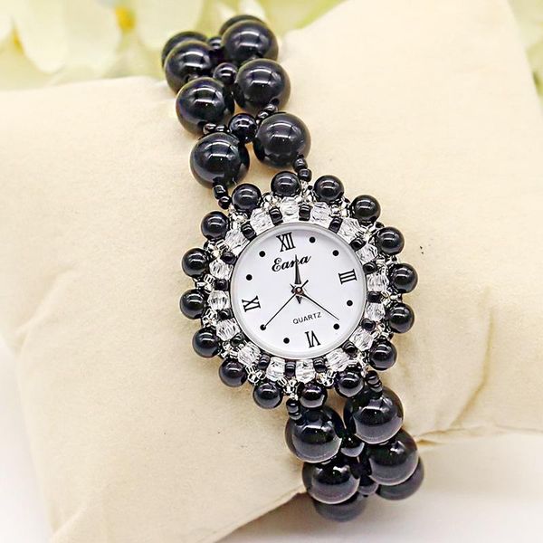 

wristwatches fashion women quartz wrist watch female bracelet wristwatch for girlfriend students gifts nature black agate jewelry, Slivery;brown
