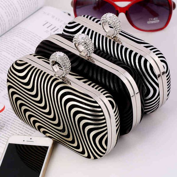 

evening bags sacs main rays imprims pour femmes avec bague en mtal et diamants de soire la mode nouvelle collection 220314