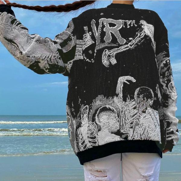 

women's hoodies & sweatshirts y2k vintage fairy grunge 2021 women gothic print long sleeves jumpers autumn winter 2000s oversized blac, Black