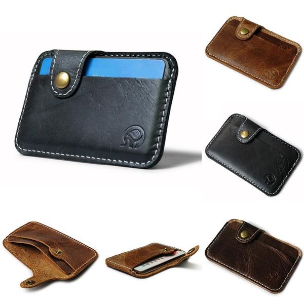 

card holders men business leather cash id holder blocking slim wallet coin purse case, Brown;gray