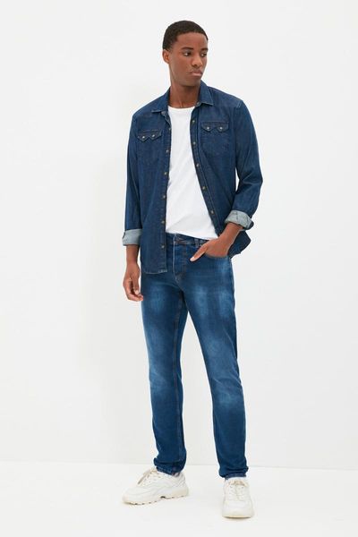 

men's jeans trendyol male slim fit tmnaw22je1456, Blue