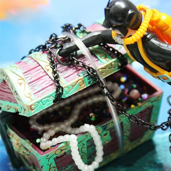 

aquarium diver treasure action chest ornament for fish tank air au underwater landscape ornaments 2 decorations