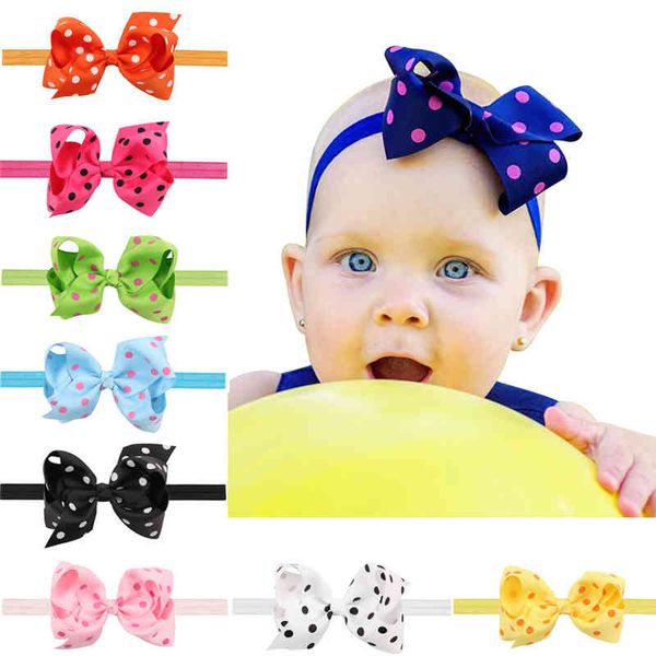 

hair accessories baby kids polka dot headbands elastic bow bands girls grosgrain dovetail ribbon bowknot headband children kha204 7b6v, Slivery;white