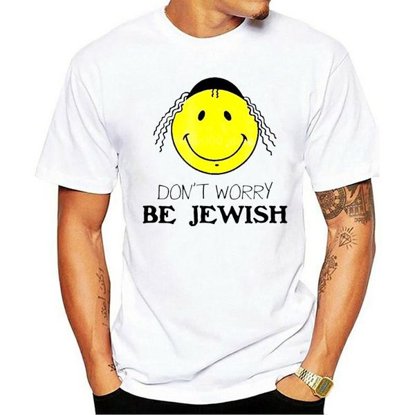 

men's t-shirts brand men shirt don t worry be jewish funny humor jew, White;black