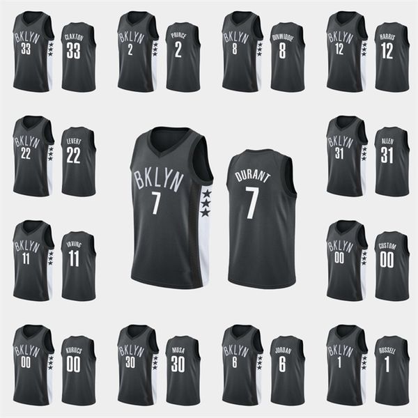 

Brooklyn\rNets\rMen Kyrie Irving Kevin Durant Taurean Prince Jarrett Allen Joe Harris\rNBA Black Custom Statement Jersey, Color12