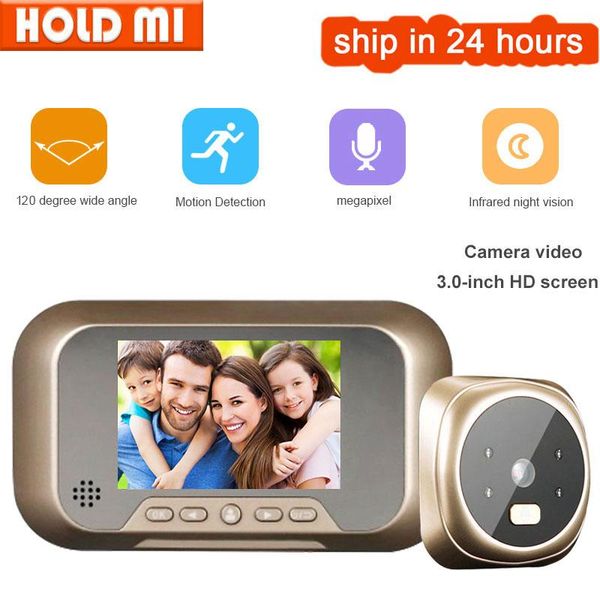 

smart doorbell camera digital home visible 120 degree viewer video night vision 3.0 inch peephole doorbells