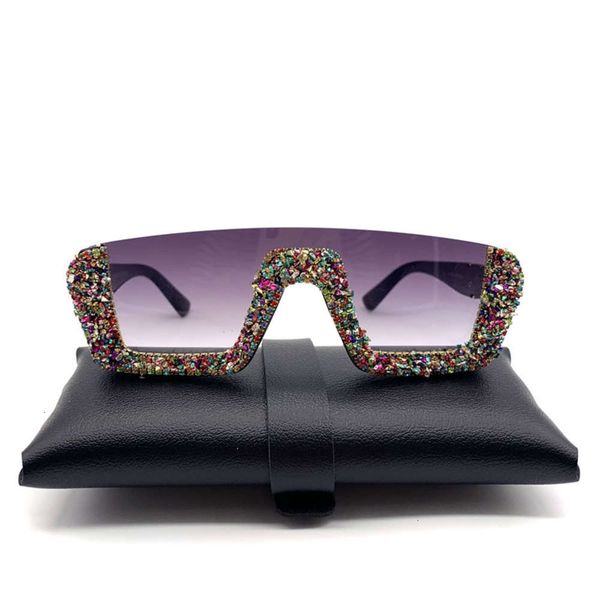 

highend accessories ocy half frame diamond trendy women colorful sunglass, Black