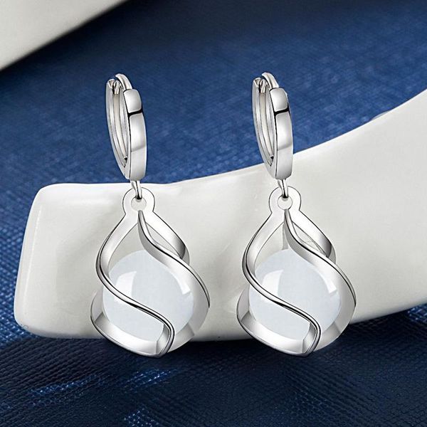 

hoop & huggie kofsac exquisite white crystal geometric earrings for women party jewelry silver color ear lady engagement accessories gift, Golden;silver