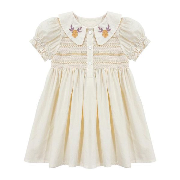 

girl's dresses light summer white 2021 children dress cotton princess skirt lapel design baby kids clothes vestidos girl clothing 0-3y, Red;yellow