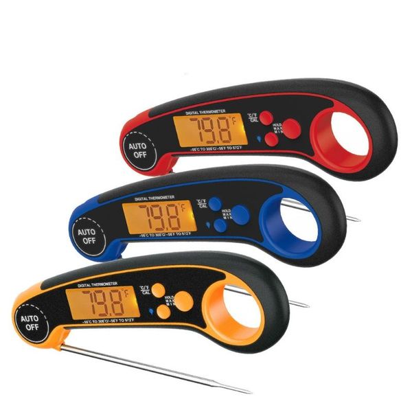 

tools & accessories instant read waterproof digital food with backlight, magnet, calibration, and long foldable probe f