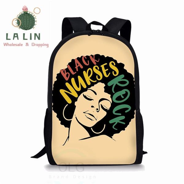

backpack lalin black nurses rock printing women african art school bags for teenager girls preschool bookbag woman bagpack