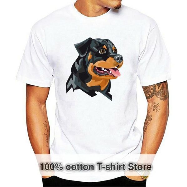 

men's t-shirts 2021 limited arrival o-neck knitted print 100% cotton tee shirt for fashion rottweiler short-sleeve mens t shirts, White;black