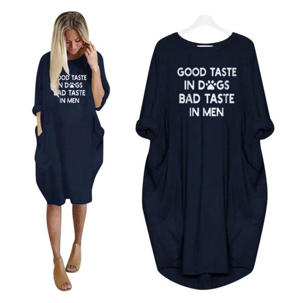 

plus size dresses 2021 fashion t-shirt for women pocket good taste in dogs bad men tshirt graphic tees s-6xl
