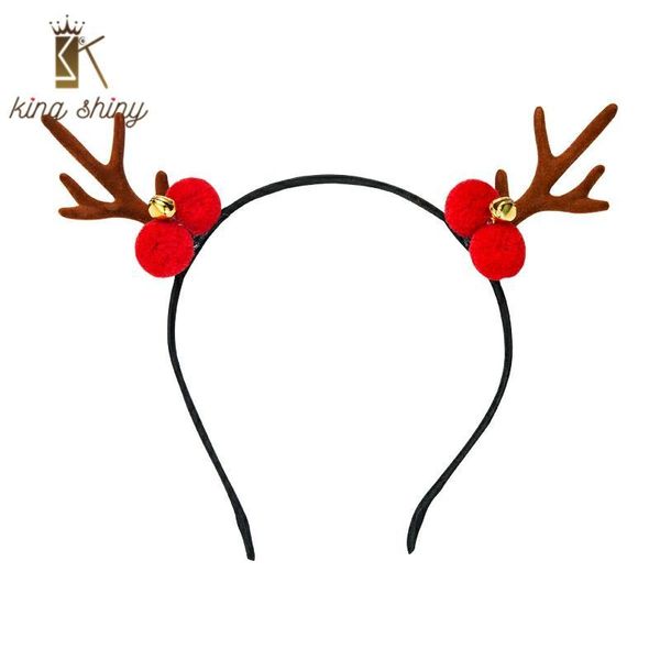 Fermagli per capelli Barrettes Elegante Santa Elk Antler Christamas Fascia per capelli per donna Bella Hairball Bell Corno di renna Decorazione natalizia Hairband Gi