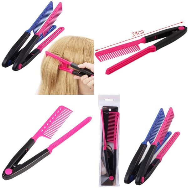 

hair brushes v type washable folding straightener comb diy salon hairdressing brush styling tool accessories, Silver