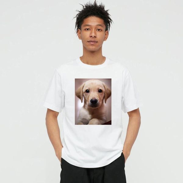 

men's t-shirts summer style dog po 100% cotton and women's t-shirt casual o-neck short sleeve tees for men 19b19w, White;black