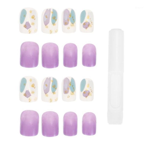 

24pcs girl diy nail covers manicure patches beautiful sticker false nails1, Red;gold