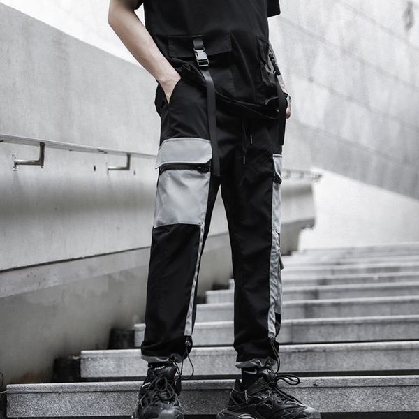 

cargo pants all-match color-matching men's trousers spring 2021 fashion overalls casual tactics women's sweat jogger, Black