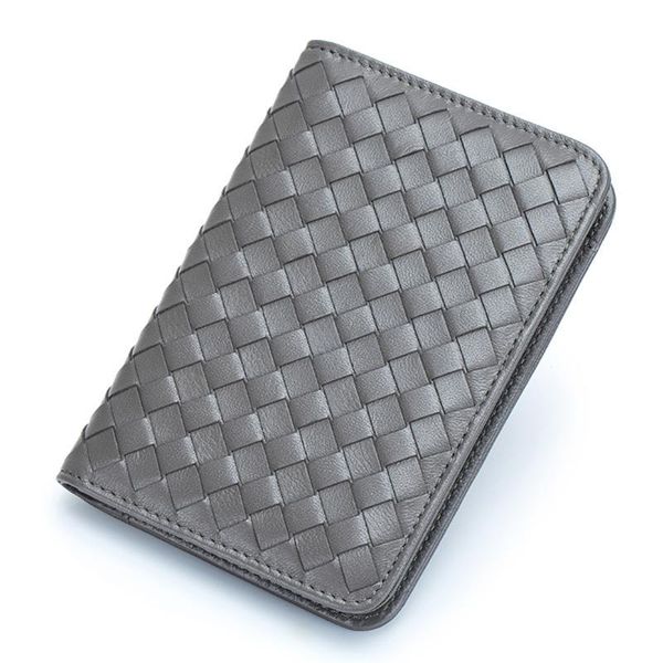 

card holders genuine leather passport case business clutch wallets knitting holder real sheepskin men, Brown;gray