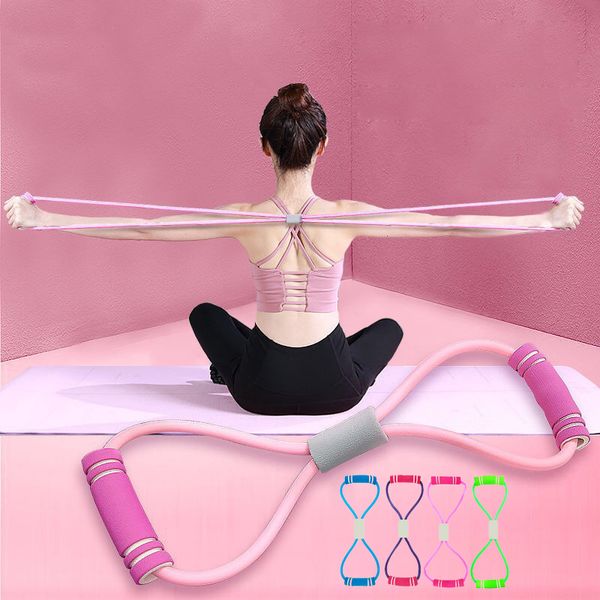 

8-type stretcher household fitness elastic belt yoga belt open shoulder resistance band artifact back neck stretching equipment hw012001