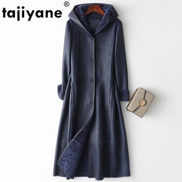 

women's fur & faux coat real female genuine leather jacket autumn winter women clothes 2021 korean vintage long sheepskin zt4266, Black