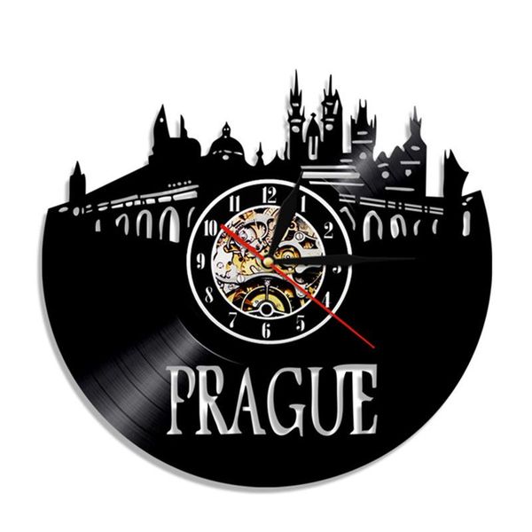 

wall clocks czech republic prague cityscape record clock modern design watch hanging quiet decor travel skyline