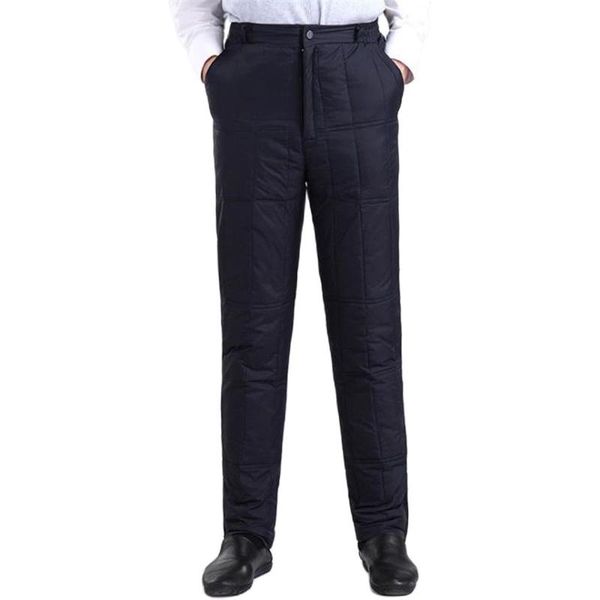 

men's pants mans autumn plus size high elastic waist straight thick 89% white duck down male winter oversized warm puffer trousers, Black