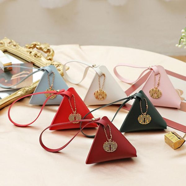 

gift wrap 1pc triangle leather candy packaging box handle small bag wedding engagement birthday decoration