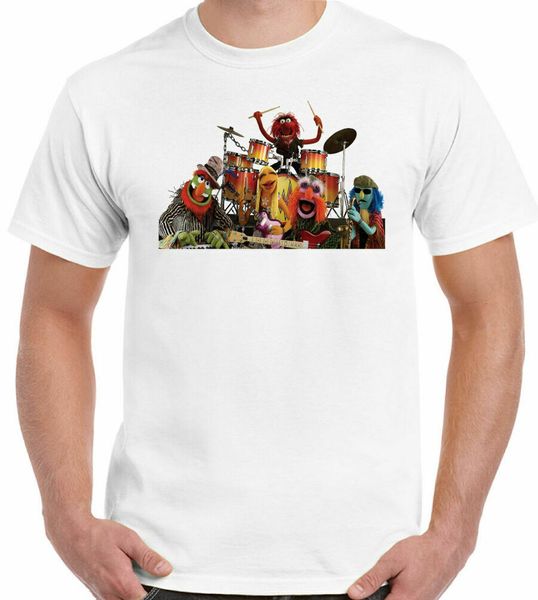 

the muppets t-shirt animal band man fun tee battery drum, White;black