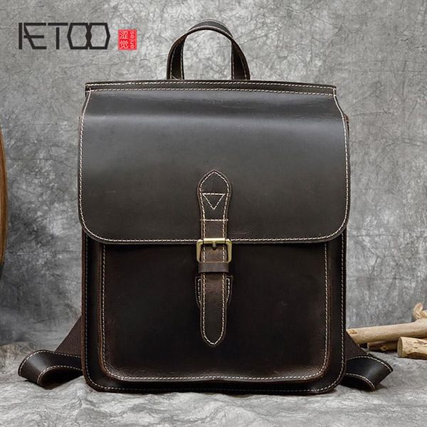 

backpack aetoo men's backpack, first layer cowhide crazy horse leather retro