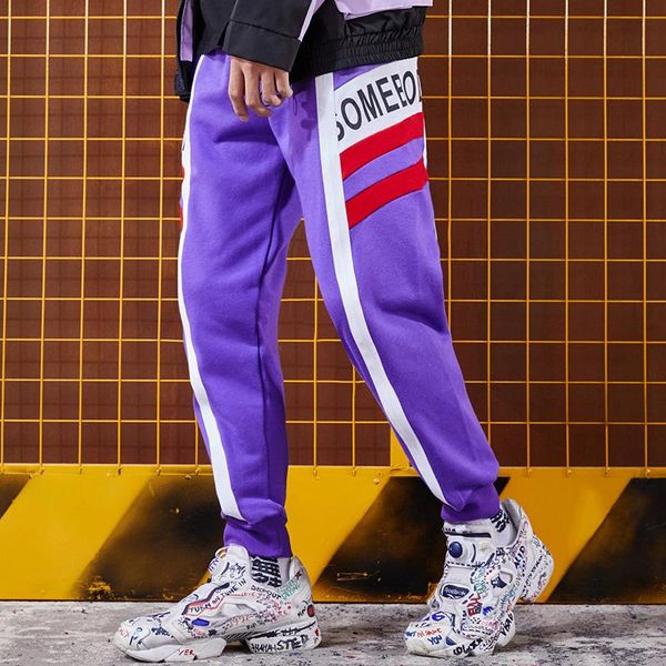 

men's pants hip hop 2021 autumn casual pant tide stripes cloth loose street dance trousers legs and trouser, Black