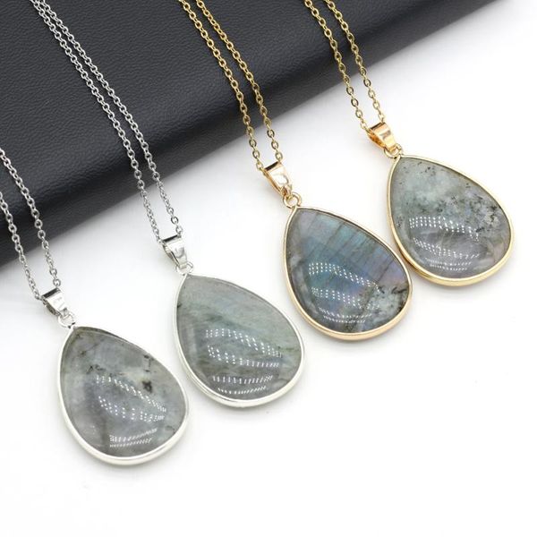 

chains selling natural stone pendant drop-shaped glitter silver-plated necklace size 23x34mm chain length 40+5cm