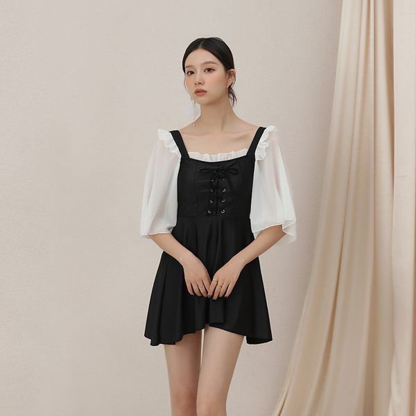 

new one piece swimsuit for female students, White;black