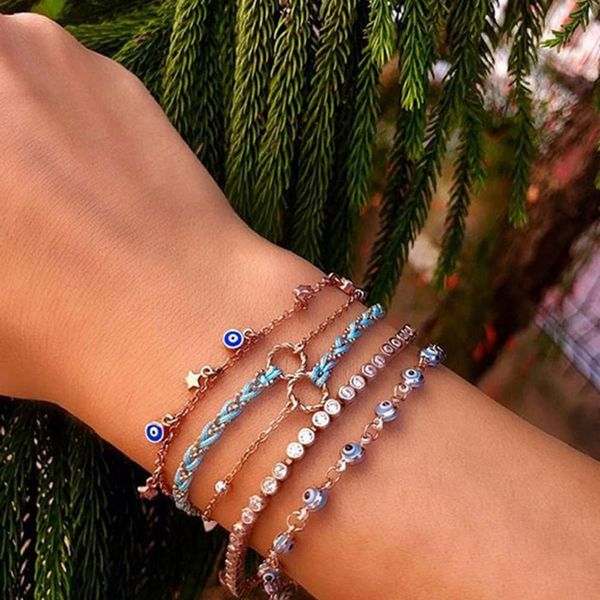 

network jewelry korean fashion devil's eye multi layer bracelet accessories, Golden;silver