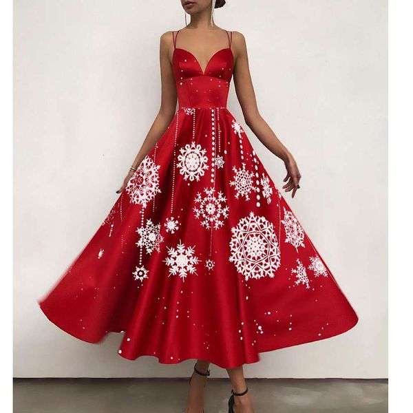 

women's christmas printed backless high waist strapless dress, Black;gray