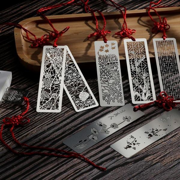 

bookmark 1pc chinese style hollow metal bookmarks creative red knot stainless steel kids students gift school office accessory