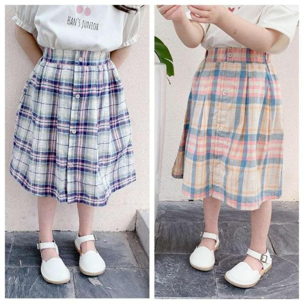 

children's wear 2021 summer girls korean plaid skirt skirts, Blue