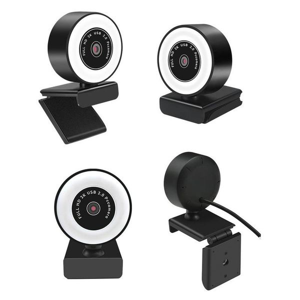 

cameras web camera auto focus ring beautify fill-in lighting video webcam hd 1080p live broadcast mic usb 3 grades touch brightness