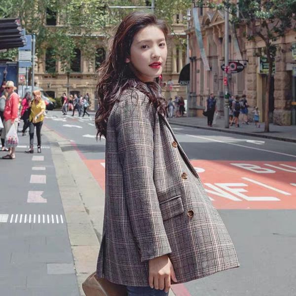 

women's suits & blazers plaid jacket spring and autumn sweet style casual work ol suit blazer feminino, White;black