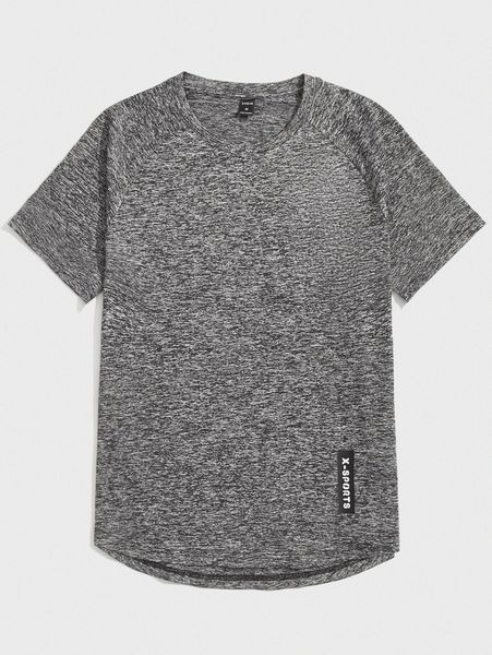 

men letter and marled print curved hem tee e9h8#, White;black