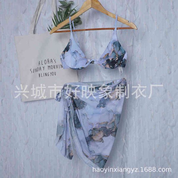 

solid fashion trend conservative stone bikini three piece set, White;black