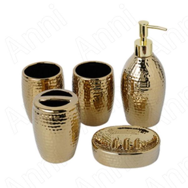 

bath accessory set creative gold-plated hammer texture bathroom accessories ceramic nordic modern home golden five piece shower