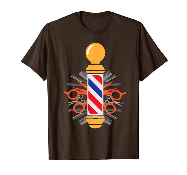 

barbers pole with tools | barbershop owner funny gift t-shirt, White;black