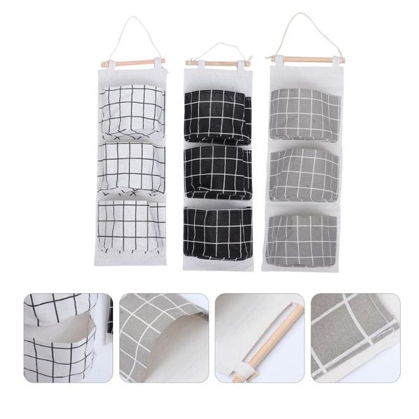 

storage bags 3pcs household wall bag hanging pouches for bedroom
